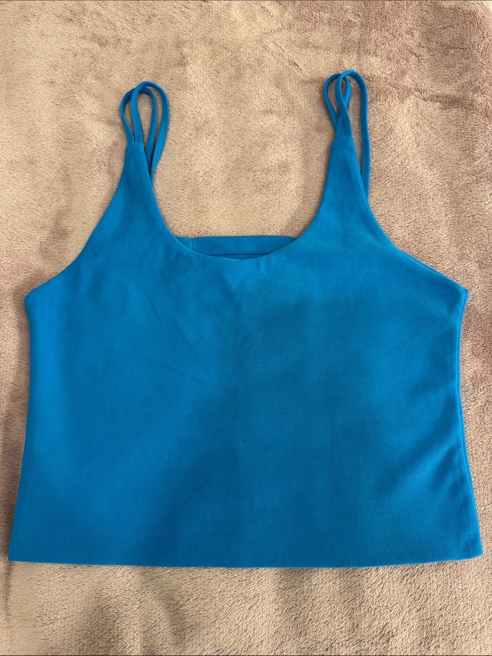 Vintage Blue Ribbed Tank Top with Double Straps